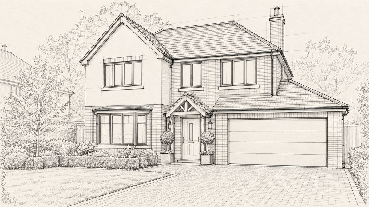 A pencil drawing of a house